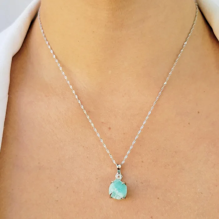 Raw Amazonite Necklace Drop Earrings Set Uniquelan Jewelry Earrings