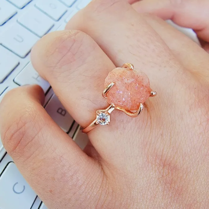 Raw Sunstone Ring and Bracelet Set Uniquelan Jewelry Bracelets Raw Sunstone Ring and Bracelet Set Uniquelan Jewelry Bracelets