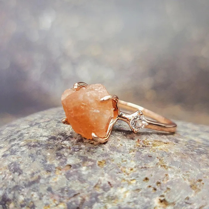 Raw Sunstone Ring and Bracelet Set Uniquelan Jewelry Bracelets Raw Sunstone Ring and Bracelet Set Uniquelan Jewelry Bracelets