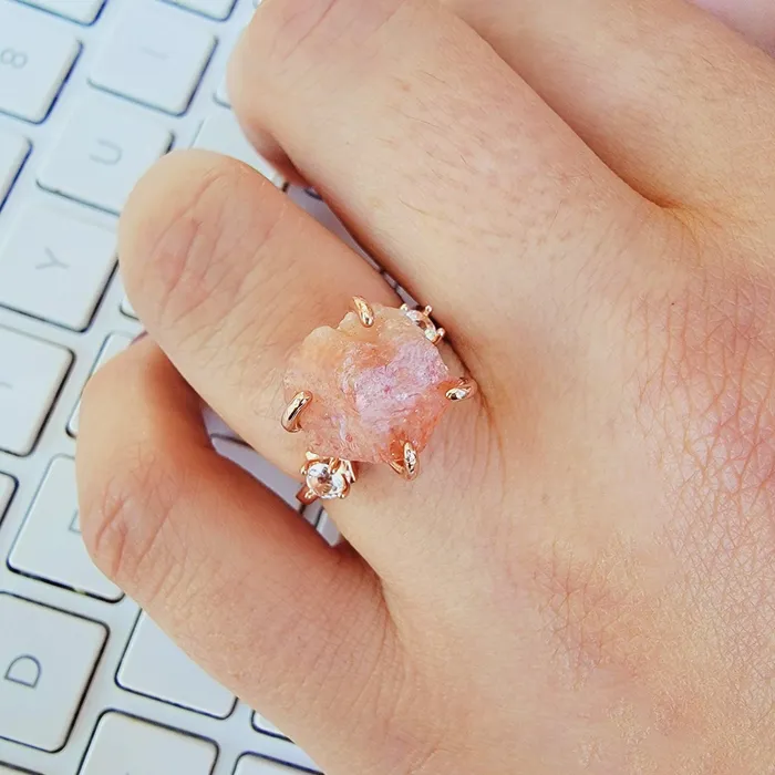 Raw Sunstone Ring and Bracelet Set Uniquelan Jewelry Bracelets Raw Sunstone Ring and Bracelet Set Uniquelan Jewelry Bracelets
