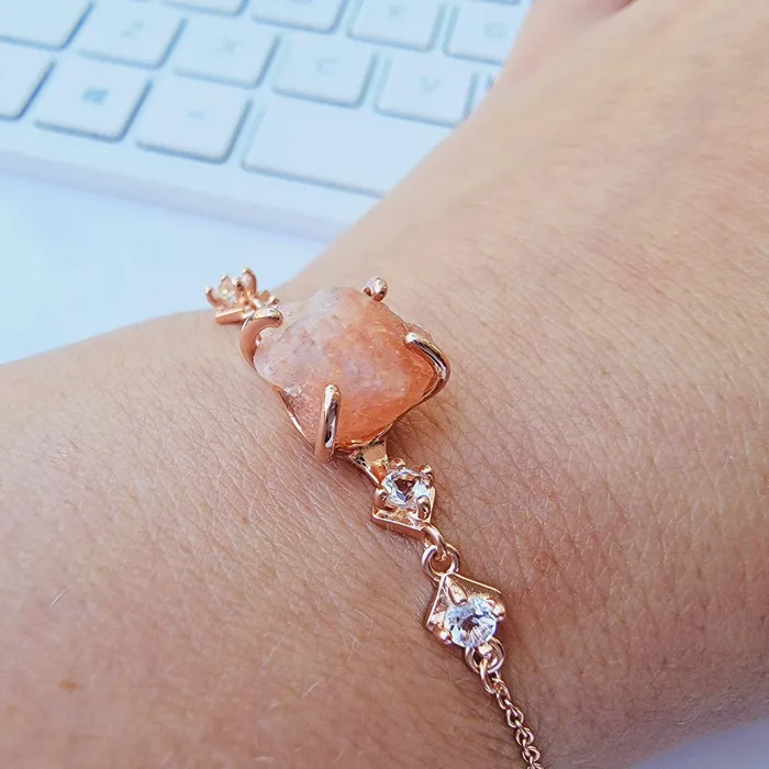 Raw Sunstone Ring and Bracelet Set Uniquelan Jewelry Bracelets Raw Sunstone Ring and Bracelet Set Uniquelan Jewelry Bracelets