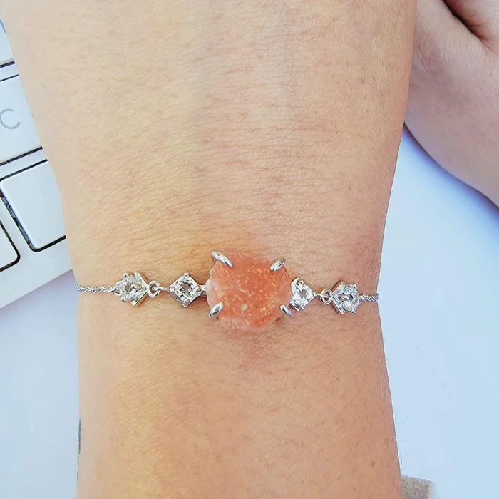 Raw Sunstone Ring and Bracelet Set Uniquelan Jewelry Bracelets Raw Sunstone Ring and Bracelet Set Uniquelan Jewelry Bracelets