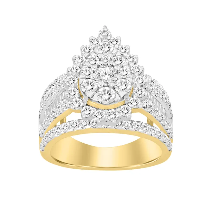Rings AV LADIES RING 200CT ROUNDBAGUETTE DIAMOND 10K WHITE GOLD