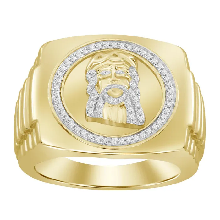 Rings AV MENS RING 025CT ROUND DIAMOND 10K YELLOW GOLD