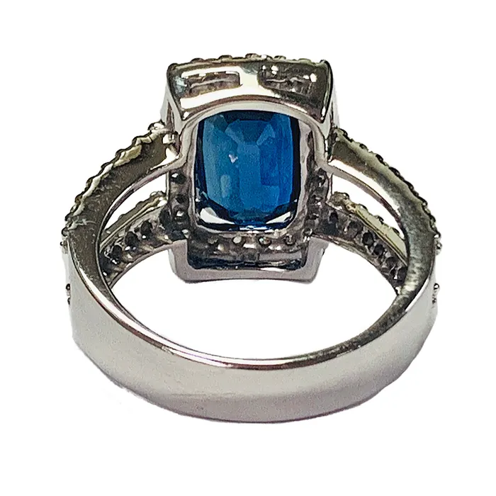 Rings Crown Jewels Coin 14KT WHITE GOLD 420 CT SAPPHIRE AND DIAMOND RING