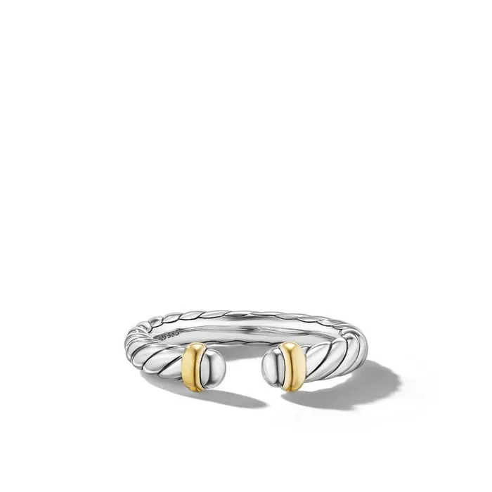Rings DAVID YURMAN INC David Yurman Petite Cable Ring in Sterling Silver with 14K Yellow Gold Rings DAVID YURMAN INC David Yurman Petite Cable Ring in Sterling Silver with 14K Yellow Gold