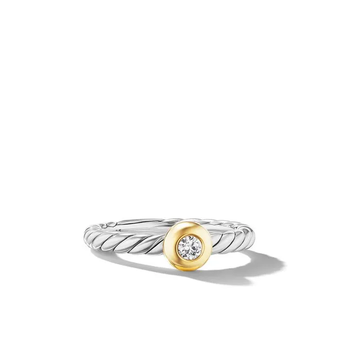 Rings DAVID YURMAN INC David Yurman Petite Cable Ring with 14K Yellow Gold and Center Diamond