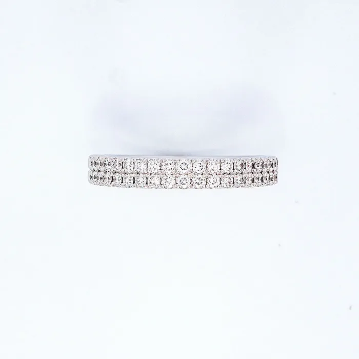 Rings DIAMONDS FOREVER 14K White Gold 55ctw Two Row Diamond Wedding Band Rings DIAMONDS FOREVER 14K White Gold 55ctw Two Row Diamond Wedding Band