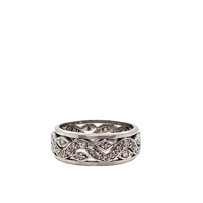 Rings Estate 14K White Gold 053ctw Vintage Inspired Diamond Band Thollot Diamonds and Jewelry Estate Rings Estate 14K White Gold 053ctw Vintage Inspired Diamond Band Thollot Diamonds and Jewelry Estate