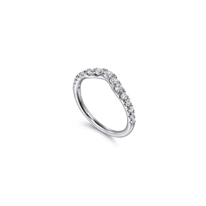 Rings Gabriel 14K White Gold 050ctw Contoured Diamond Band GABRIEL CO