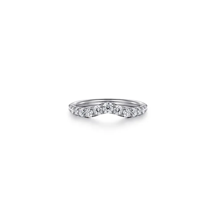 Rings Gabriel 14K White Gold 050ctw Contoured Diamond Band GABRIEL CO