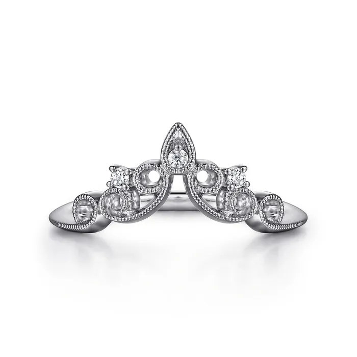 Rings GABRIEL CO Gabriel 14K White Gold 005ctw Contoured Diamond Band