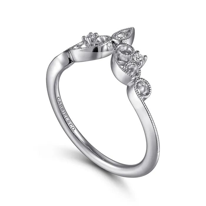 Rings GABRIEL CO Gabriel 14K White Gold 005ctw Contoured Diamond Band Rings GABRIEL CO Gabriel 14K White Gold 005ctw Contoured Diamond Band