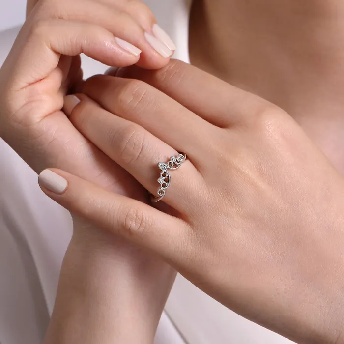 Rings GABRIEL CO Gabriel 14K White Gold 005ctw Contoured Diamond Band Rings GABRIEL CO Gabriel 14K White Gold 005ctw Contoured Diamond Band