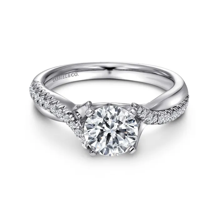 Rings GABRIEL CO Gabriel 14K White Gold 19ctw 4 Prong Style Diamond SemiMount Engagement Ring
