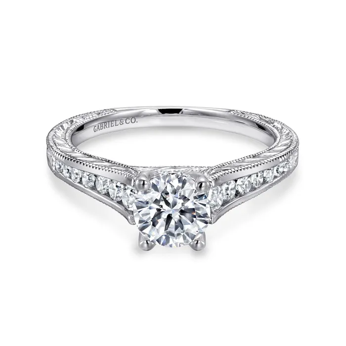 Rings GABRIEL CO Gabriel 14K White Gold 28ctw 4 Prong Style Diamond SemiMount Engagement Ring