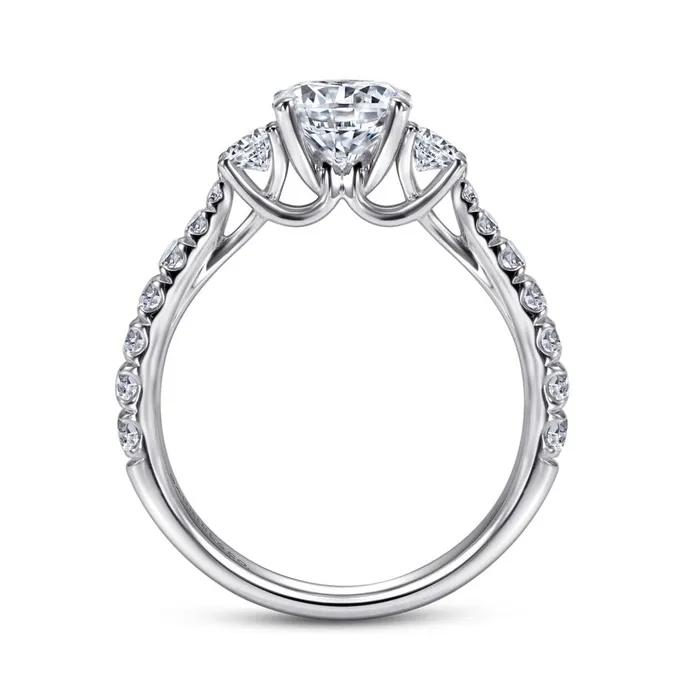 Rings GABRIEL CO Gabriel 14K White Gold 63ctw Three Stone Style Diamond SemiMount Engagement Ring