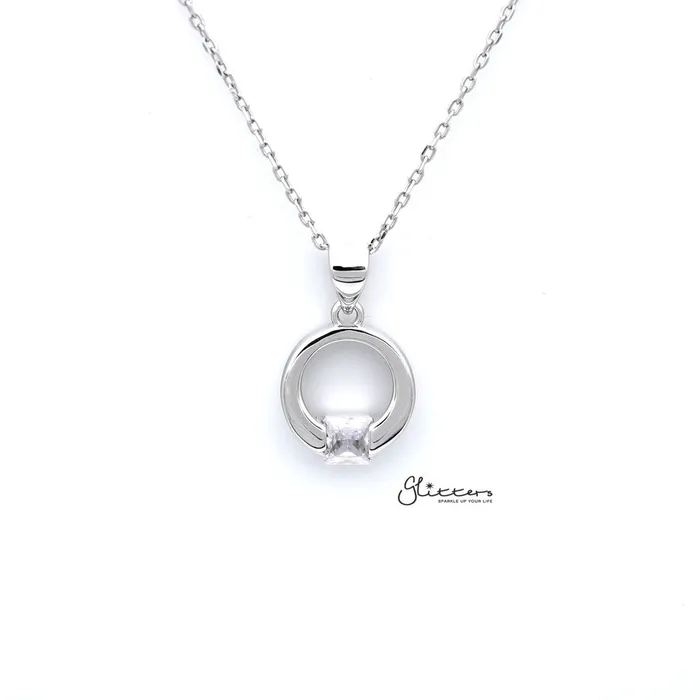 Rings Glitters Sterling Silver Ring with Square CZ Womens Necklace