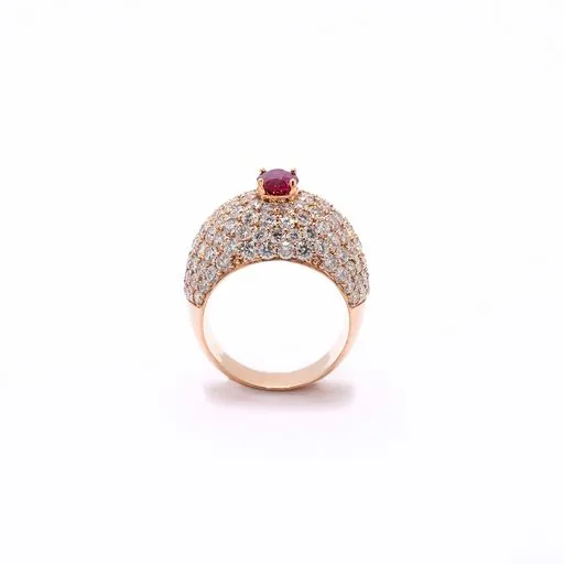 Rings Large Pave Oval Ruby and Diamond Ring Crown Jewels Coin