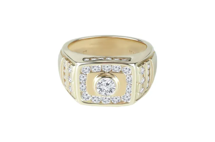 Rings Mens Diamond Ring 180 ctw 14k Yellow Gold Crown Jewels Coin