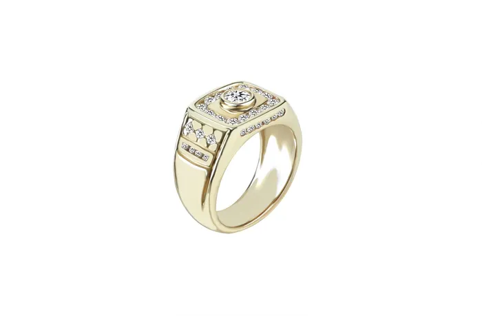 Rings Mens Diamond Ring 180 ctw 14k Yellow Gold Crown Jewels Coin