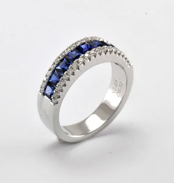 Rings PINK DIAMOND INC Estate 18K White Gold 178ctw Band Style Diamonds and Sapphires Ring