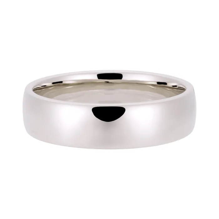 Rings Ready To Ship 6mm Classic Domed Wedding Band Size 75 14K White Gold Valerie Madison Fine Jewelry