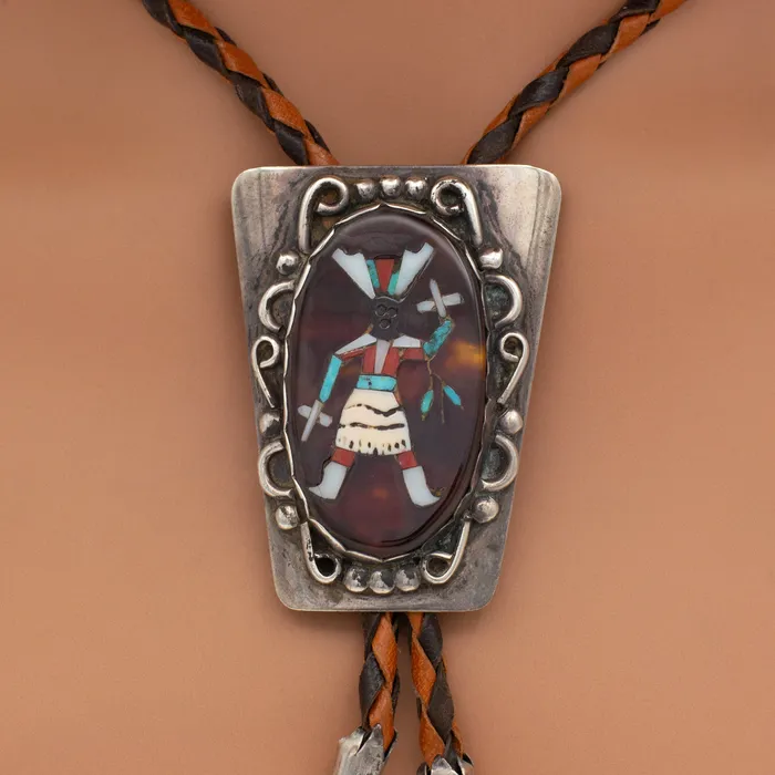 Rings Roy Vandaver Navajo Handmade Sterling Silver MultiInlay Bolo Tie Set with Zuni Inlay Crown Jewels Coin