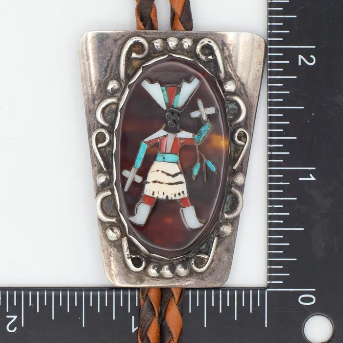 Rings Roy Vandaver Navajo Handmade Sterling Silver MultiInlay Bolo Tie Set with Zuni Inlay Crown Jewels Coin