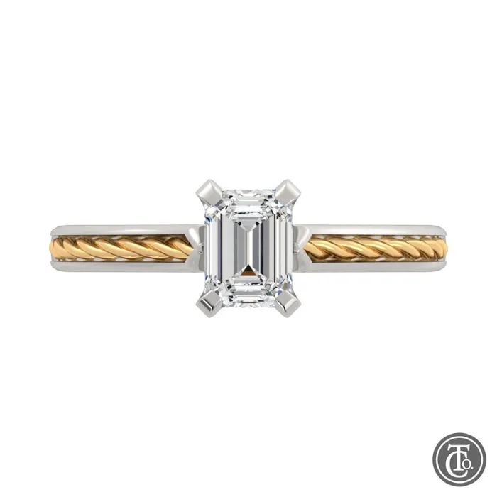 Rings Thollot Custom Originals In Stock Only 14K White Yellow Gold 076ctw 4 Prong Style Diamond SemiMount Engagement Ring