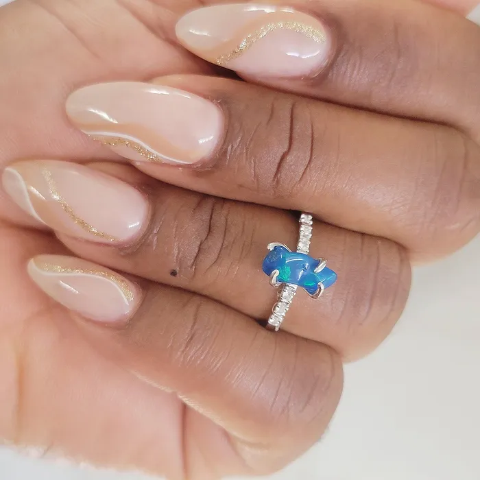 Rings Uniquelan Jewelry Raw Fire Opal Dainty Ring