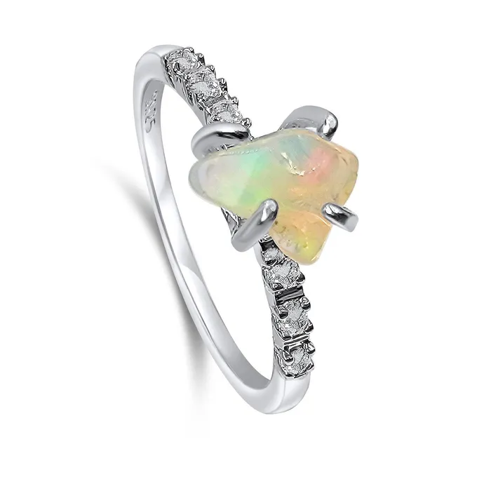 Rings Uniquelan Jewelry Raw Fire Opal Dainty Ring