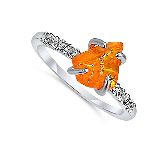 Rings Uniquelan Jewelry Raw Fire Opal Dainty Ring