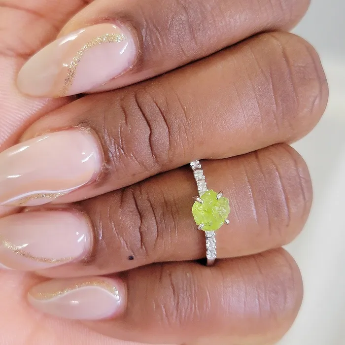 Rings Uniquelan Jewelry Raw Peridot Birthstone Ring