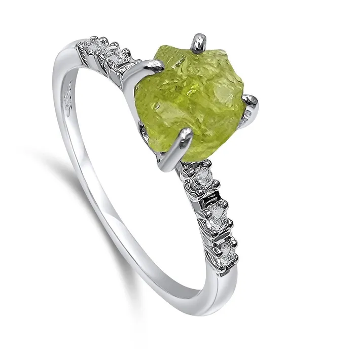 Rings Uniquelan Jewelry Raw Peridot Birthstone Ring