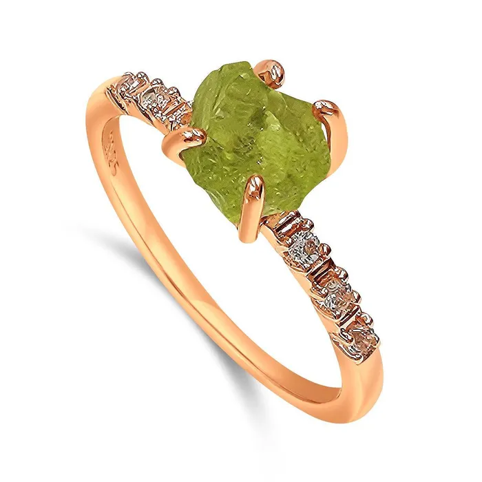 Rings Uniquelan Jewelry Raw Peridot Birthstone Ring