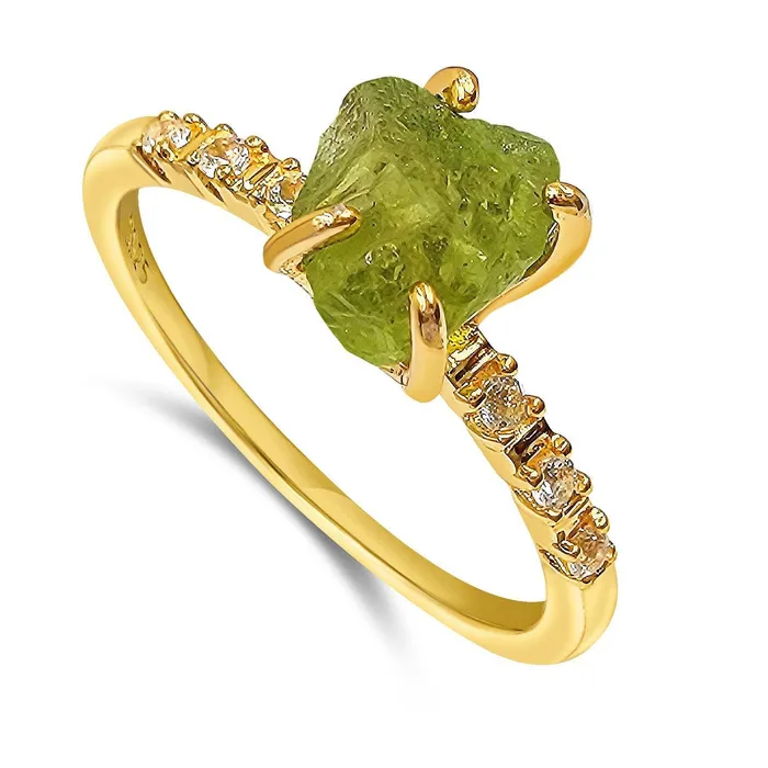 Rings Uniquelan Jewelry Raw Peridot Birthstone Ring