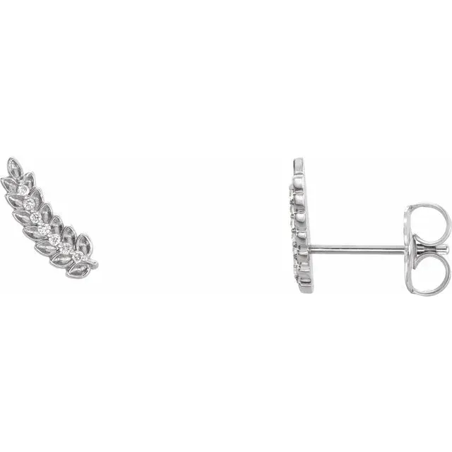 Roman Leaf Natural Diamond Ear Climber Earrings Solid 14K Yellow White Rose Gold Storyteller by Vintage Magnality Earrings Roman Leaf Natural Diamond Ear Climber Earrings Solid 14K Yellow White Rose Gold Storyteller by Vintage Magnality Earrings