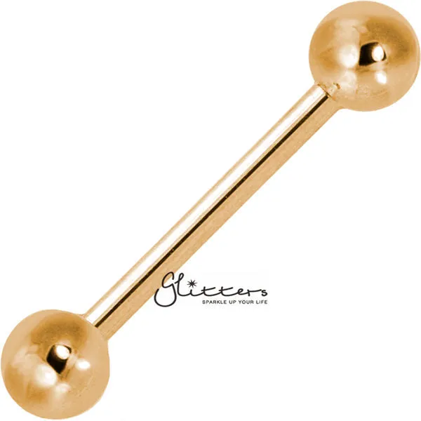Rose Gold IP Over 316L Surgical Steel Barbells Tongue Nipple Glitters Earrings