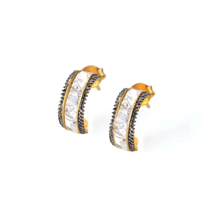 Shana Gulati Jewelry Earrings Lina Black Diamond Gold Vermeil Hoop Earrings Shana Gulati Jewelry Earrings Lina Black Diamond Gold Vermeil Hoop Earrings