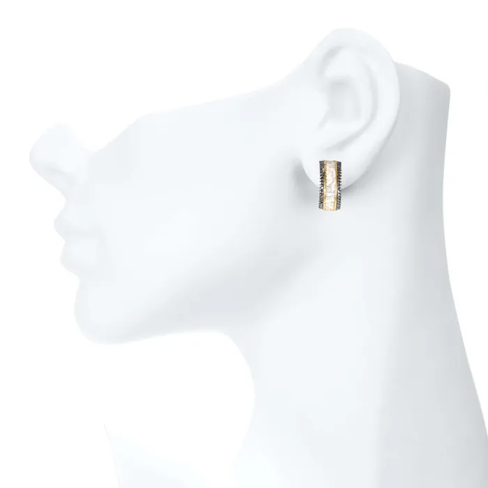 Shana Gulati Jewelry Earrings Lina Black Diamond Gold Vermeil Hoop Earrings
