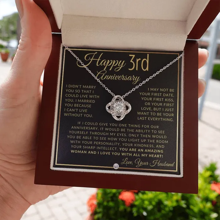ShineOn Fulfillment 3rd Anniversary Gift For Wife Beautiful Womens Pendant Necklace Heartfelt Anniversary Message Necklaces