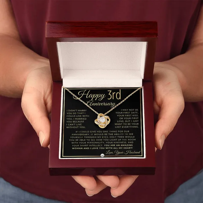 ShineOn Fulfillment 3rd Anniversary Gift For Wife Beautiful Womens Pendant Necklace Heartfelt Anniversary Message Necklaces