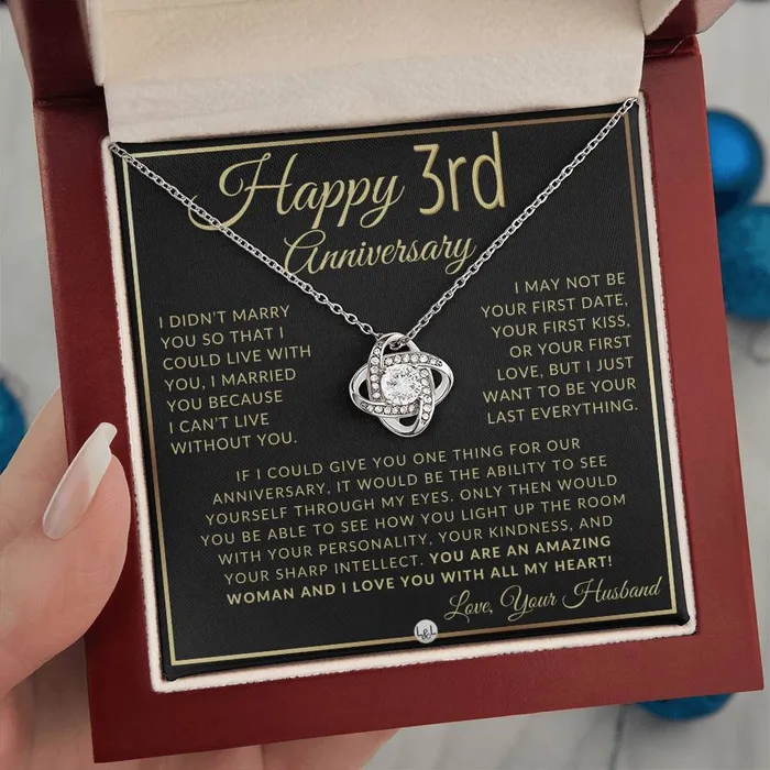ShineOn Fulfillment 3rd Anniversary Gift For Wife Beautiful Womens Pendant Necklace Heartfelt Anniversary Message Necklaces