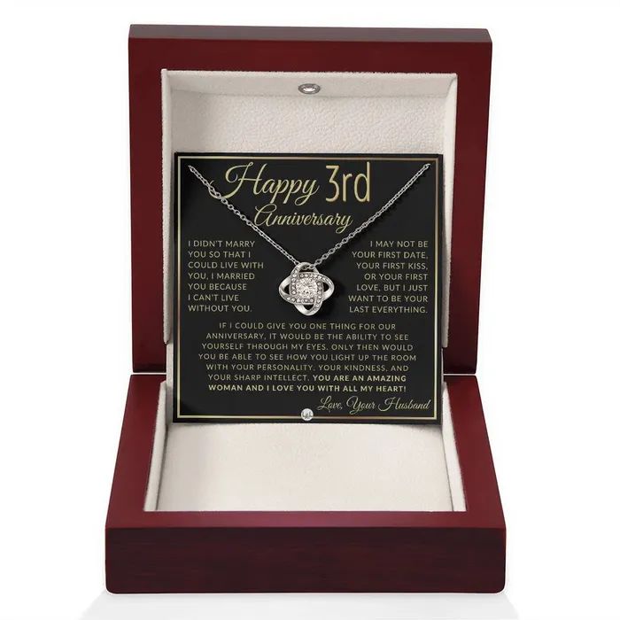 ShineOn Fulfillment 3rd Anniversary Gift For Wife Beautiful Womens Pendant Necklace Heartfelt Anniversary Message Necklaces