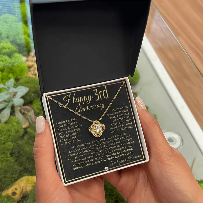 ShineOn Fulfillment 3rd Anniversary Gift For Wife Beautiful Womens Pendant Necklace Heartfelt Anniversary Message Necklaces