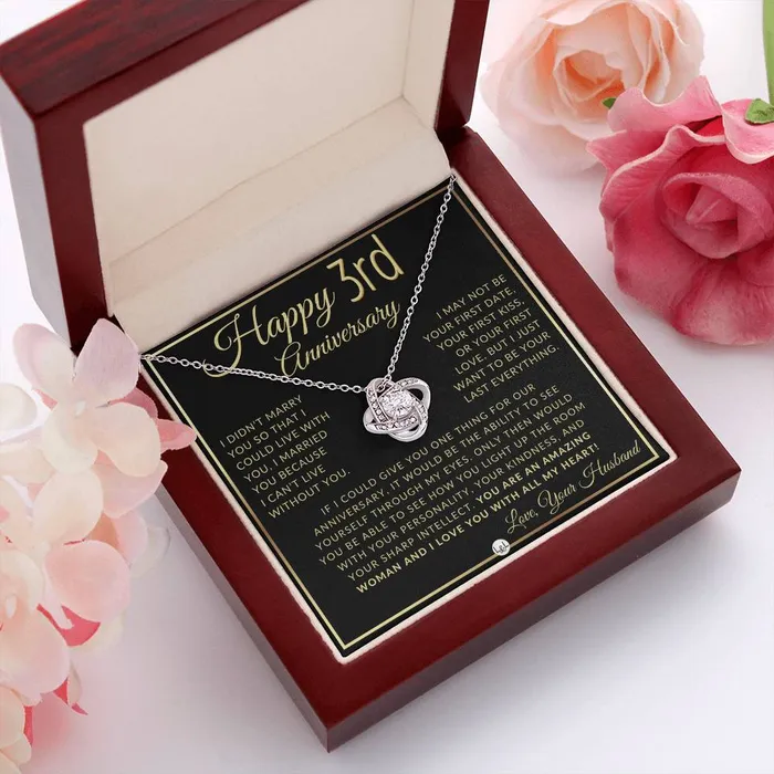 ShineOn Fulfillment 3rd Anniversary Gift For Wife Beautiful Womens Pendant Necklace Heartfelt Anniversary Message Necklaces
