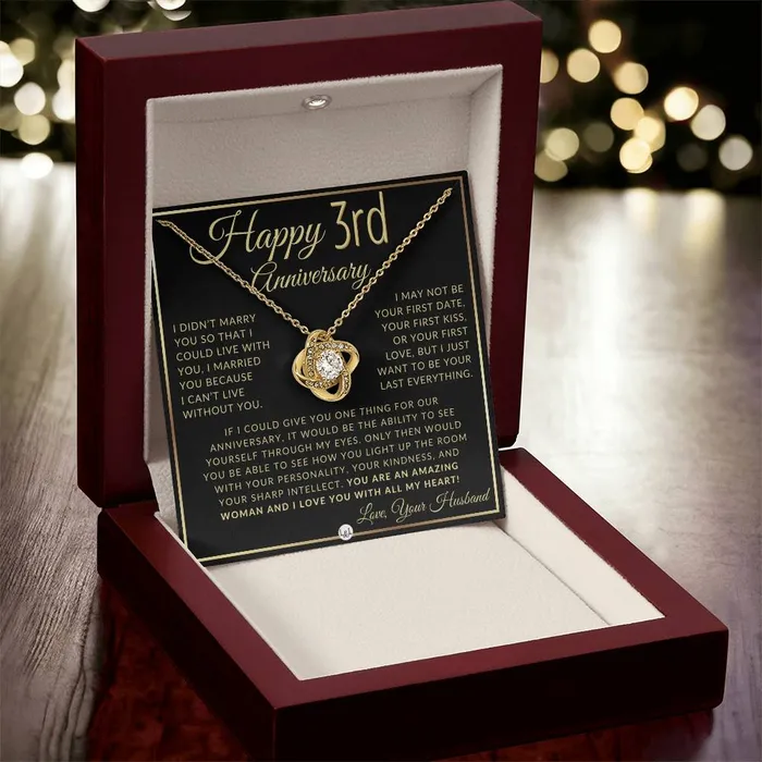 ShineOn Fulfillment 3rd Anniversary Gift For Wife Beautiful Womens Pendant Necklace Heartfelt Anniversary Message Necklaces