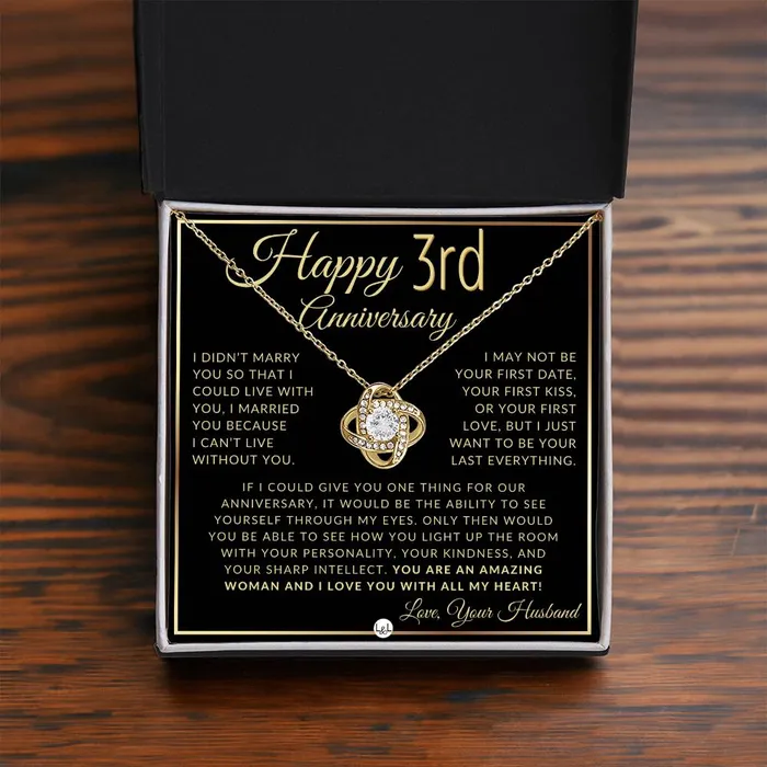 ShineOn Fulfillment 3rd Anniversary Gift For Wife Beautiful Womens Pendant Necklace Heartfelt Anniversary Message Necklaces