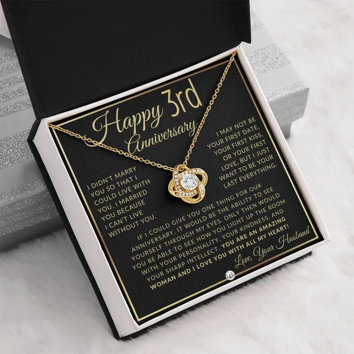 ShineOn Fulfillment 3rd Anniversary Gift For Wife Beautiful Womens Pendant Necklace Heartfelt Anniversary Message Necklaces